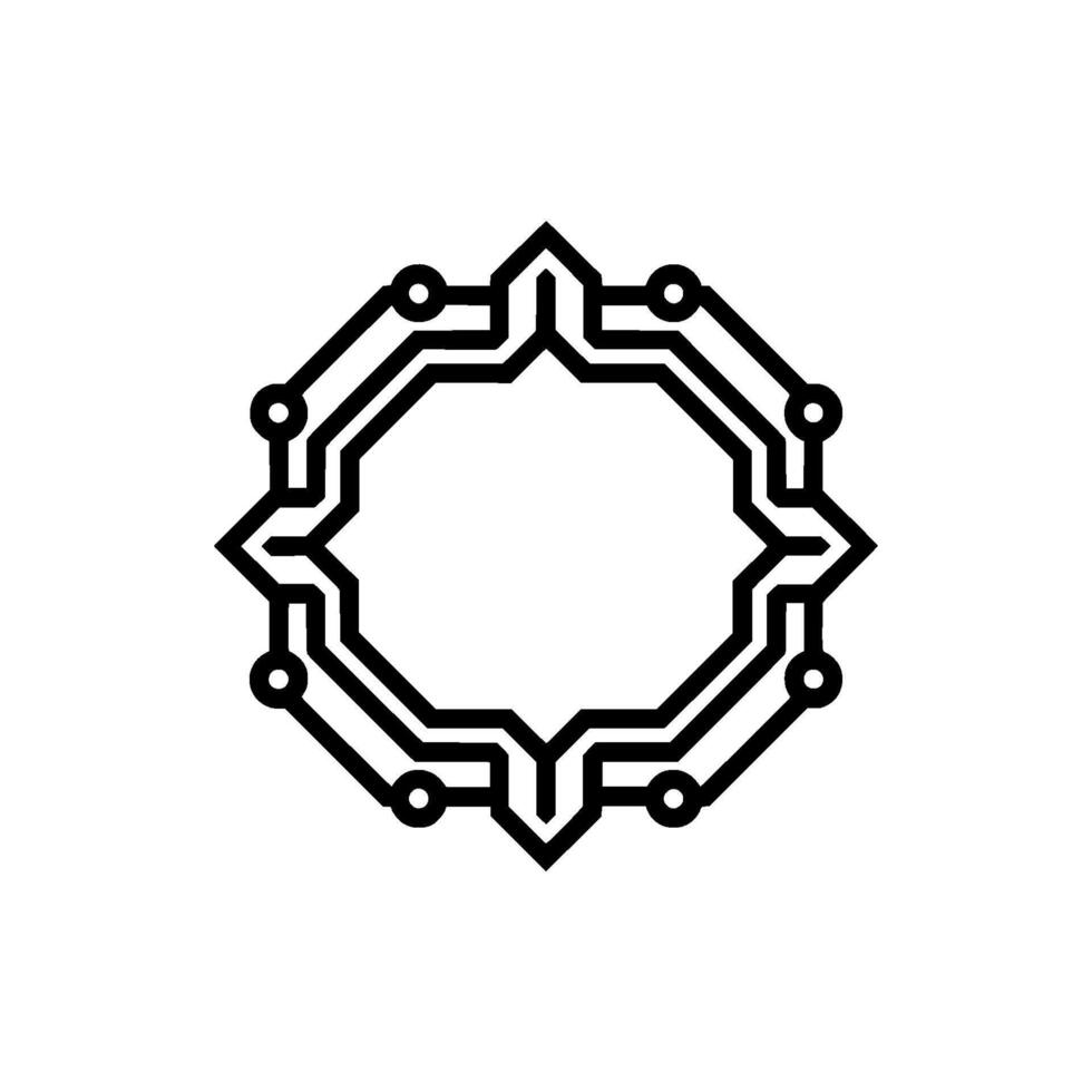Geometric Circuit Board Frame In Minimalist Style vector