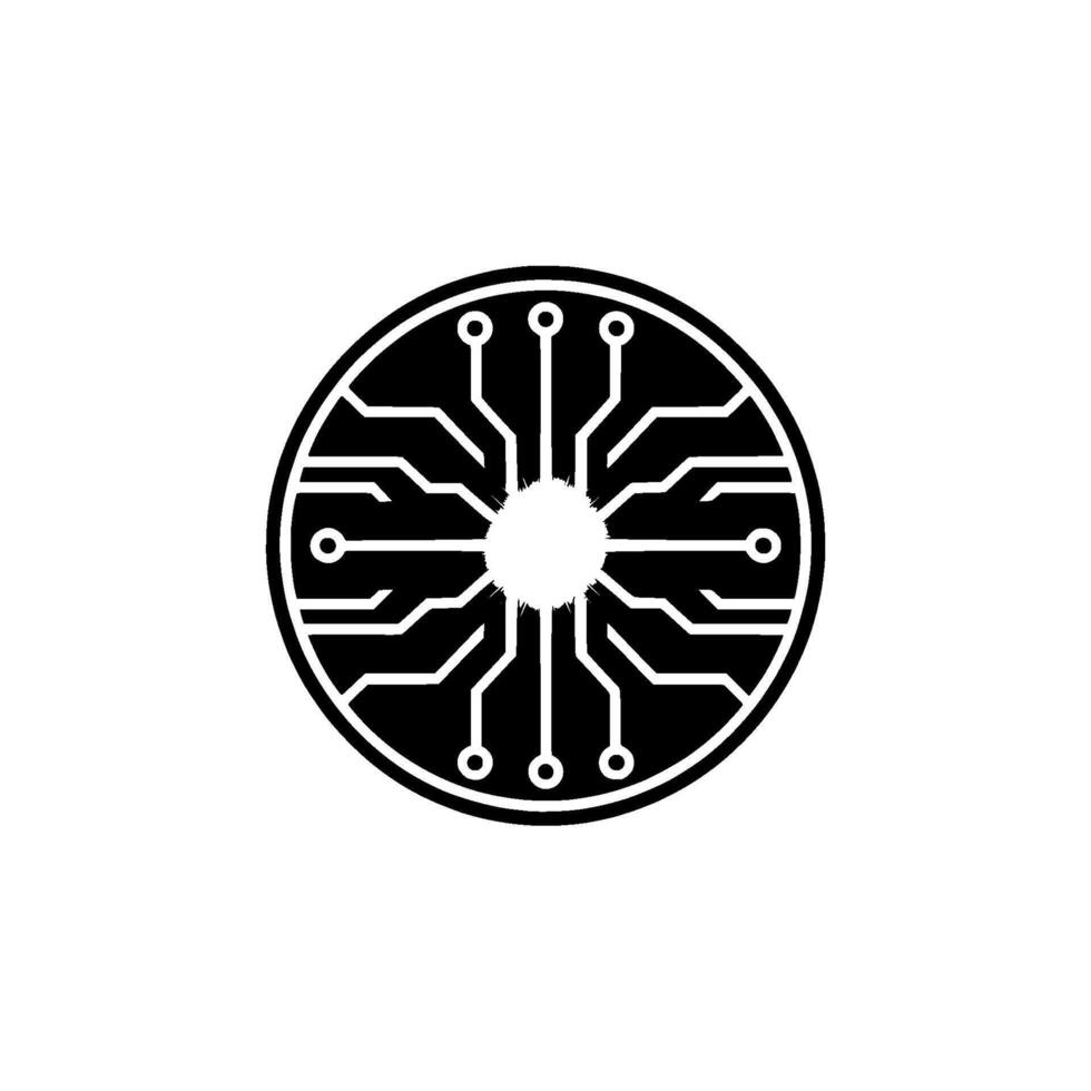 Cybernetic Circuitry Black White Tech, Conceptual vector