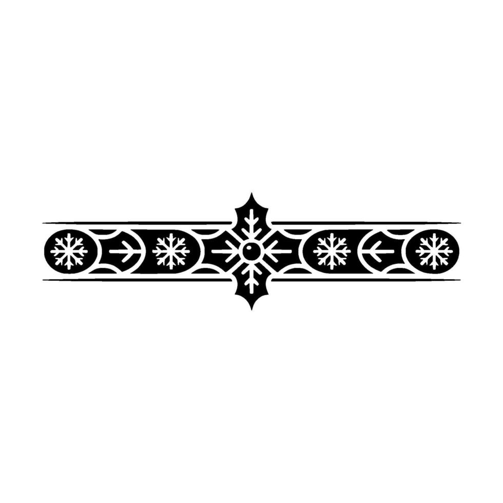 Minimalist Snowflake Border Element In Black On White vector