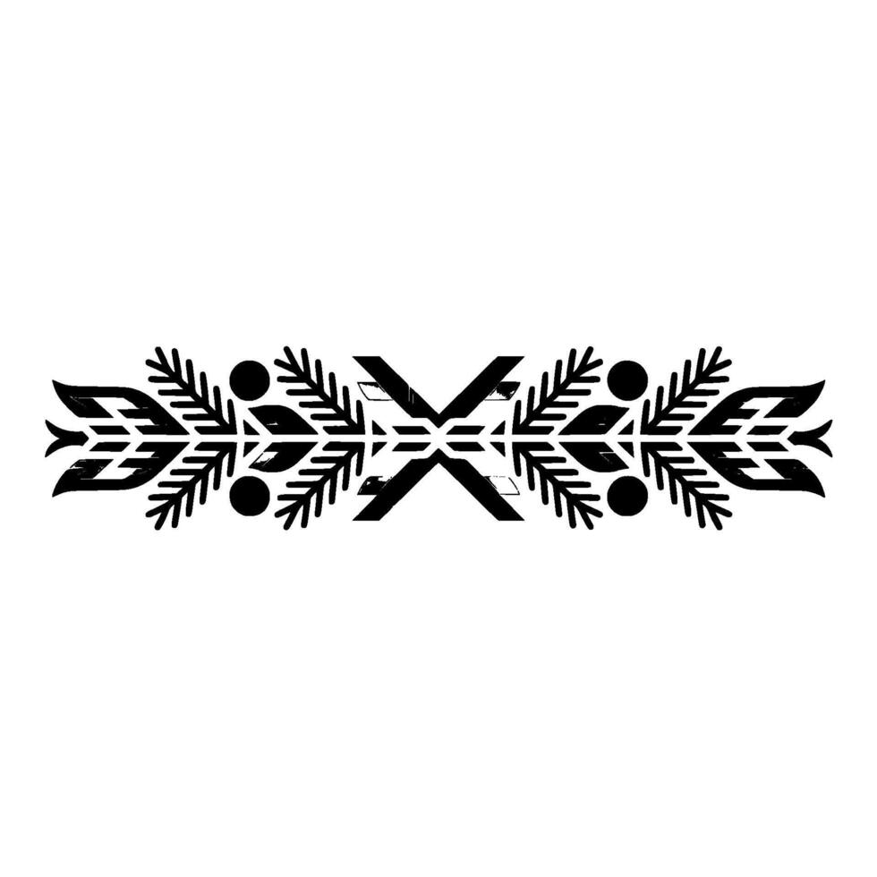 Geometric Floral Border In Monochrome Decorative Element vector