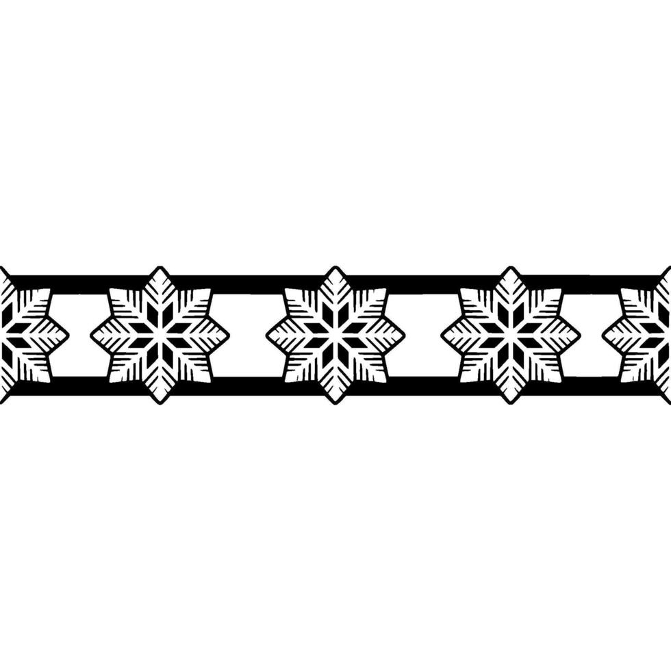 Monochrome Snowflake Border, Minimalist Christmas vector