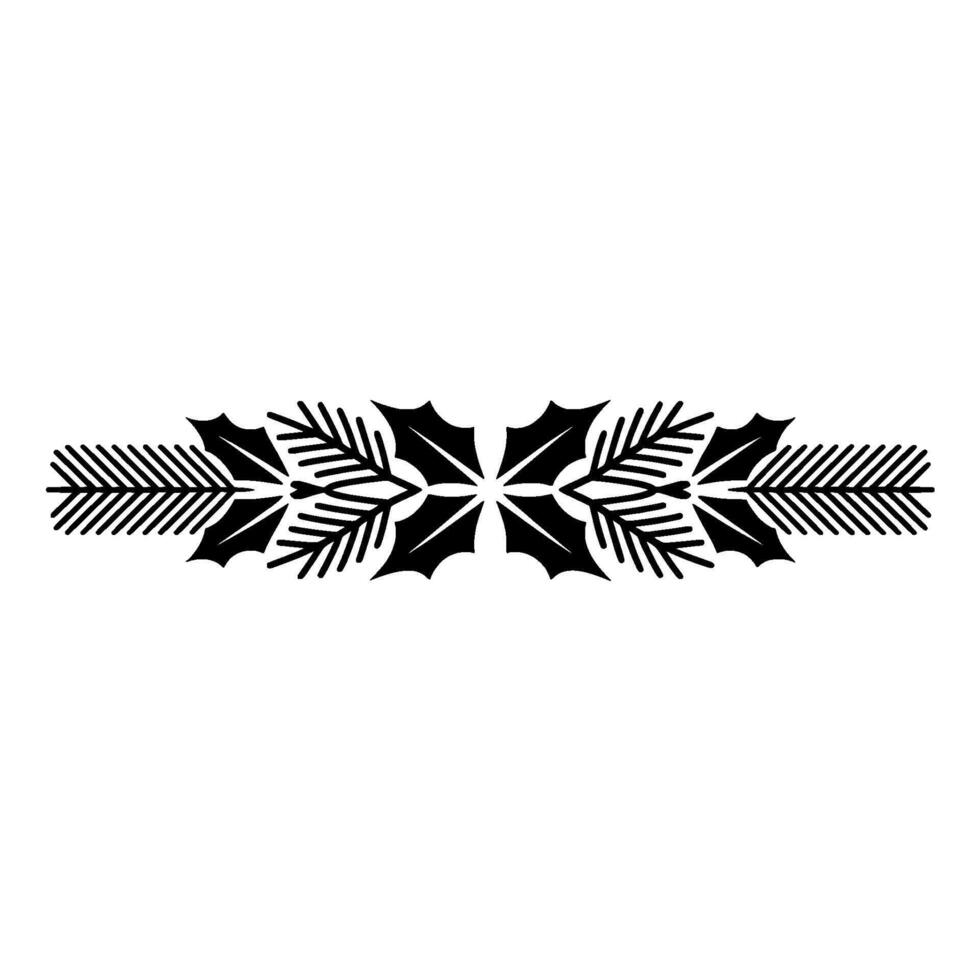 Minimalist Christmas Ornament Holly Pine Black vector