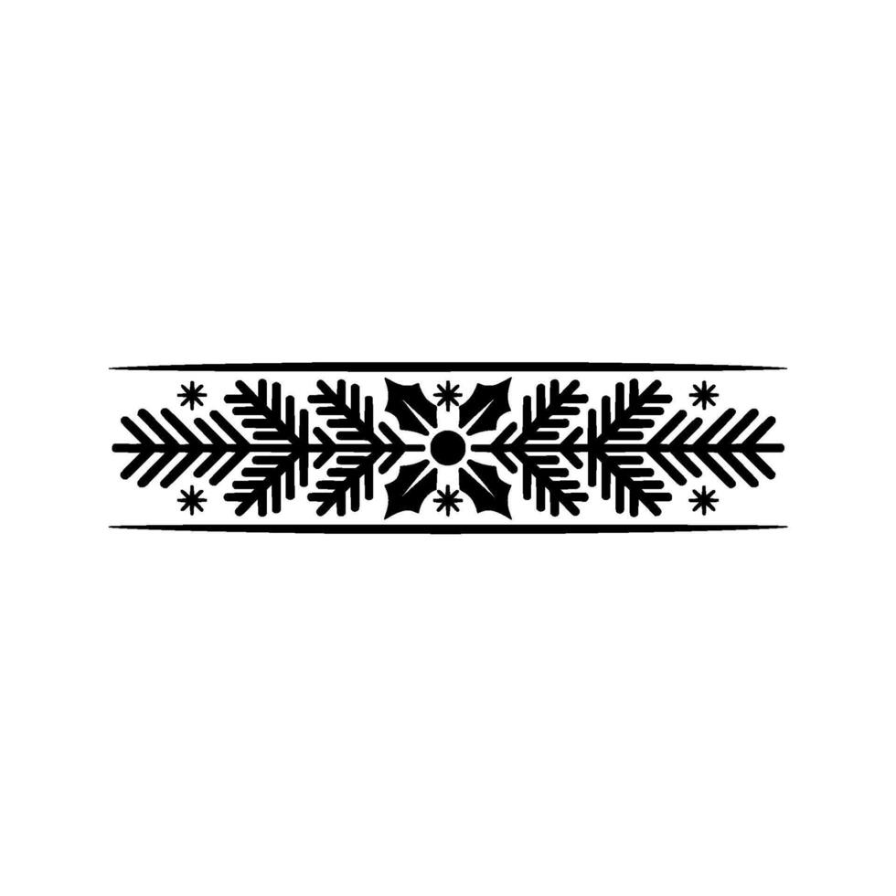 Minimalist Christmas Ornament Border With Snowflakes Fir vector