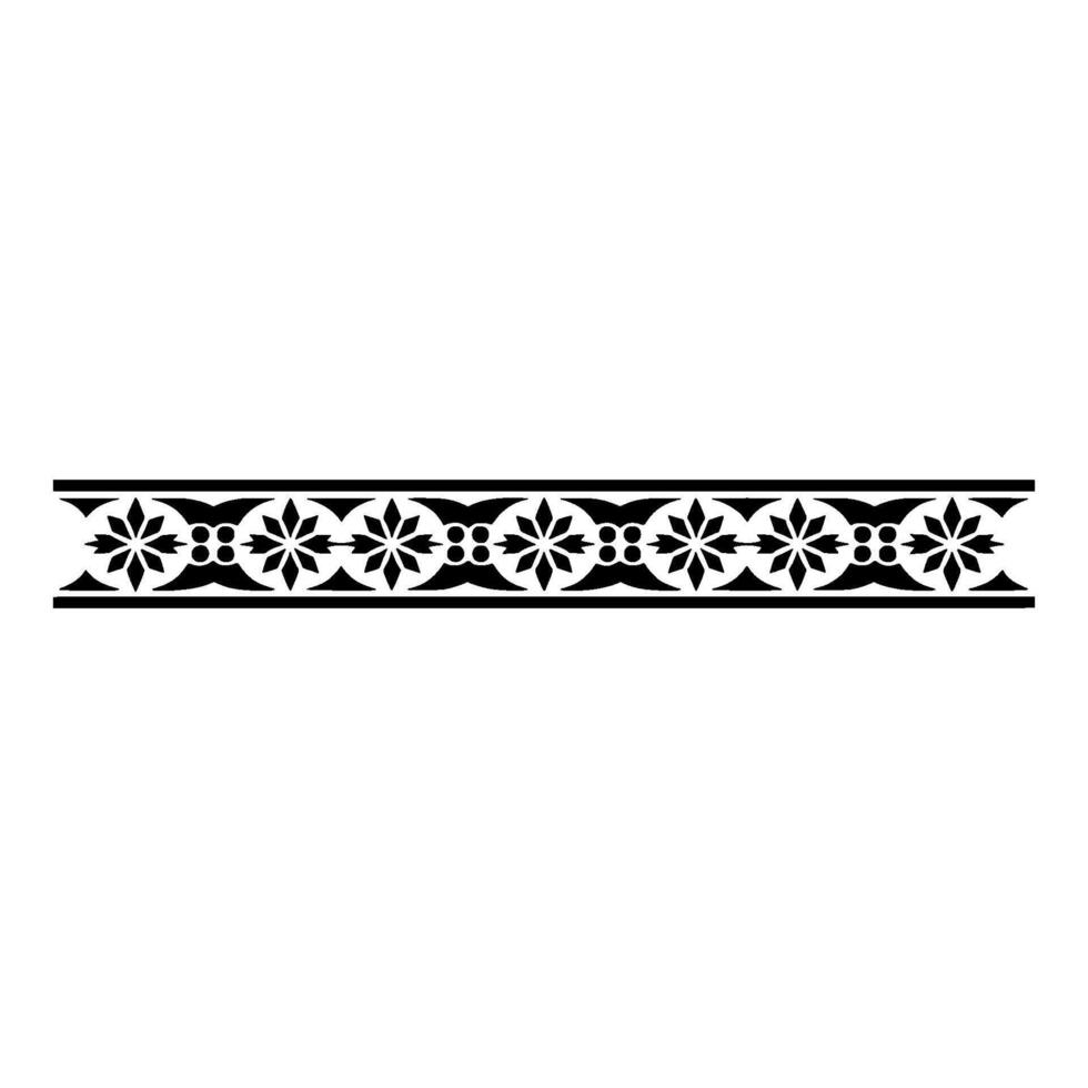 Black Floral Border Ornament, Decorative Element vector