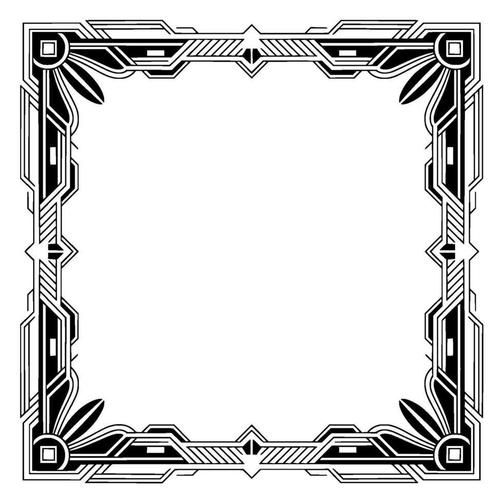 Art Deco Square Frame In Black And White Elegant vector