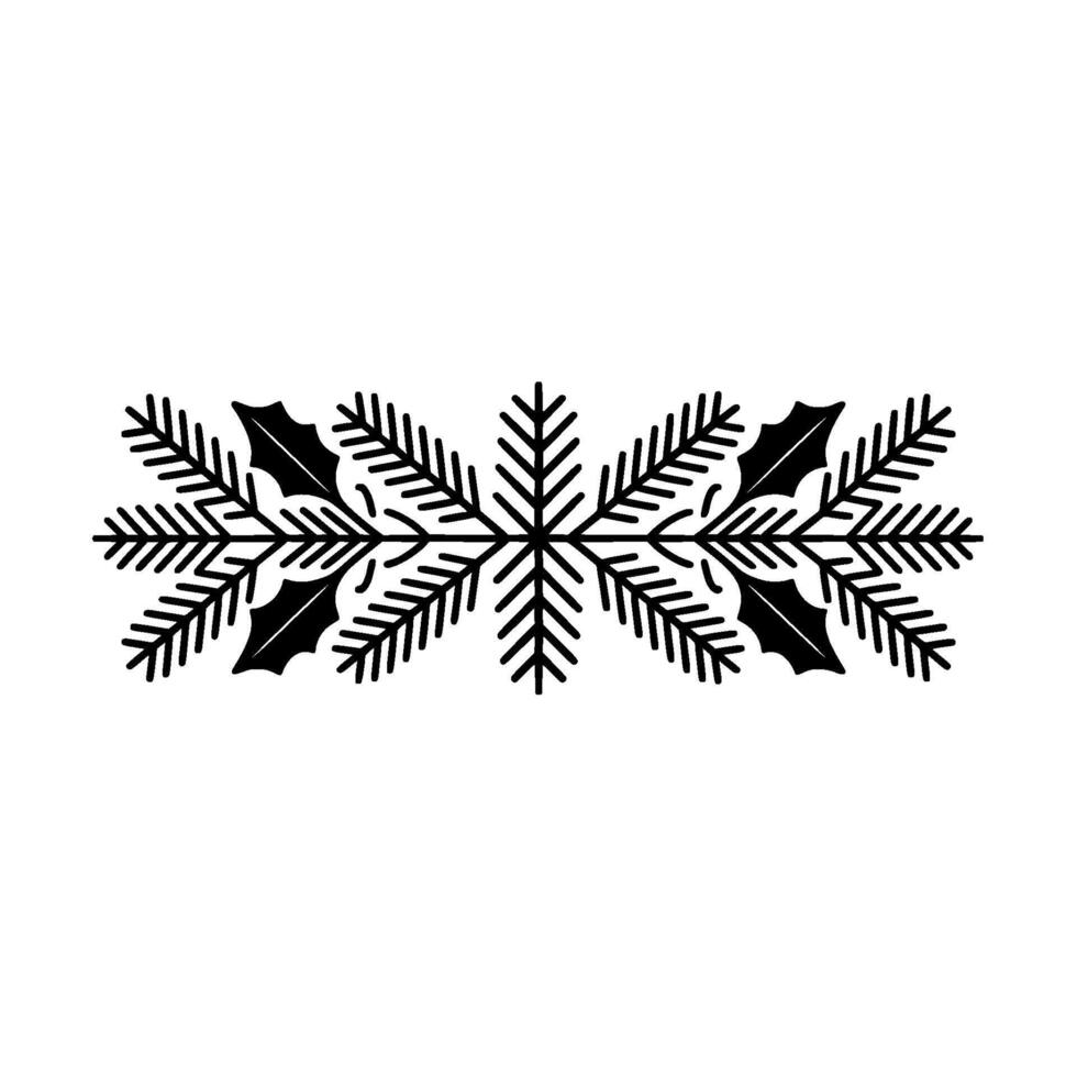 Minimalist Christmas Garland Illustration, Black On White vector