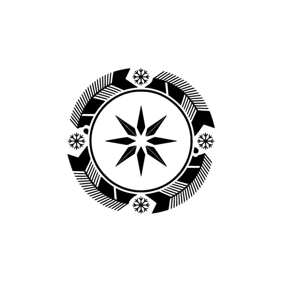 Geometric Winter Starburst With Feather Details On White Background vector
