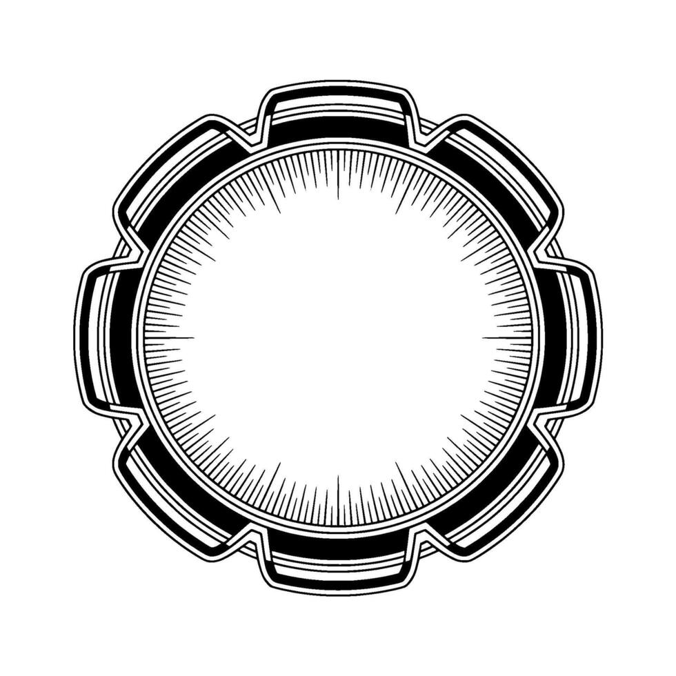 Decorative Circular Emblem, Black And White, Retro vector
