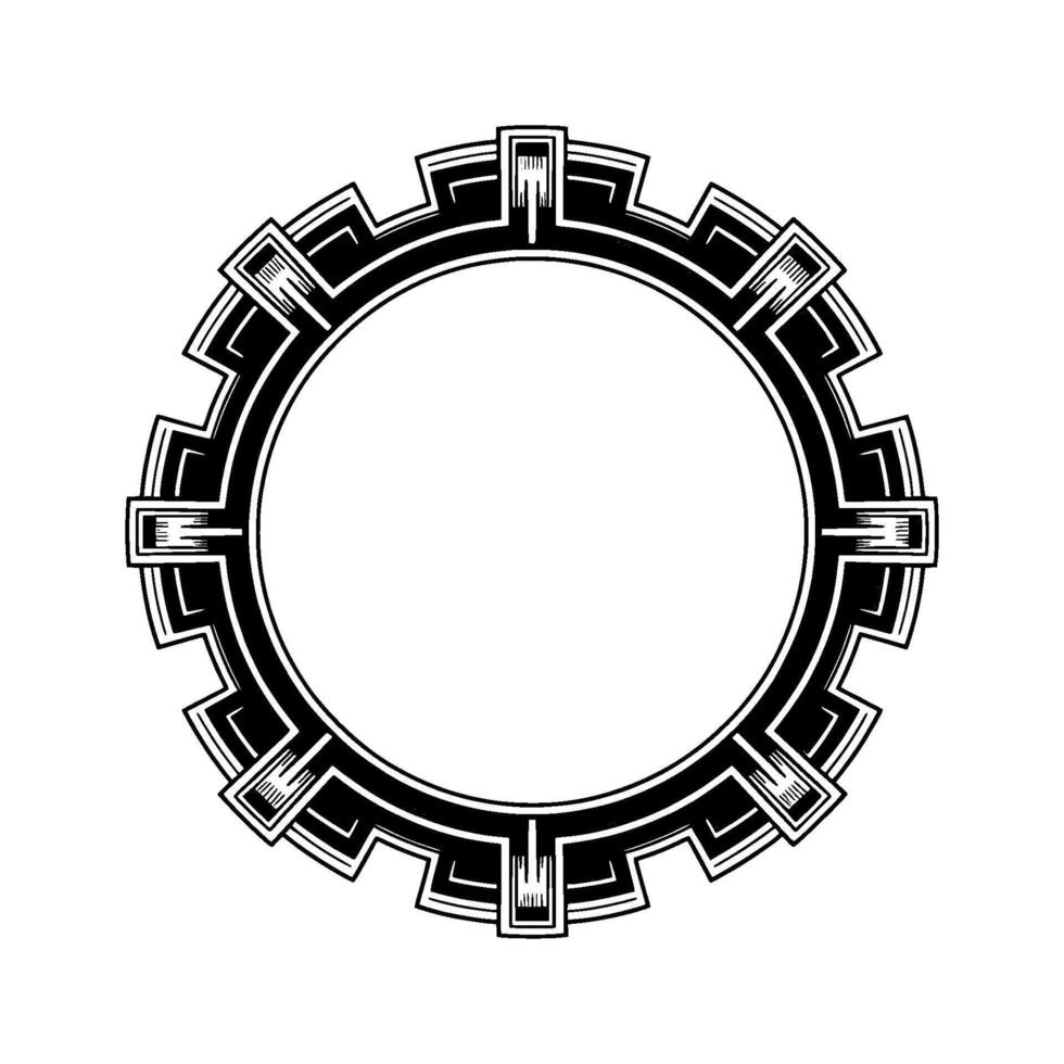 Art Deco Circle Frame Geometric, Black And White, Decorative Border vector