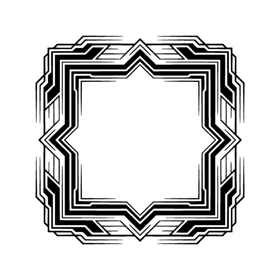 Art Deco Frame Geometric Border In Black White, Minimalist vector