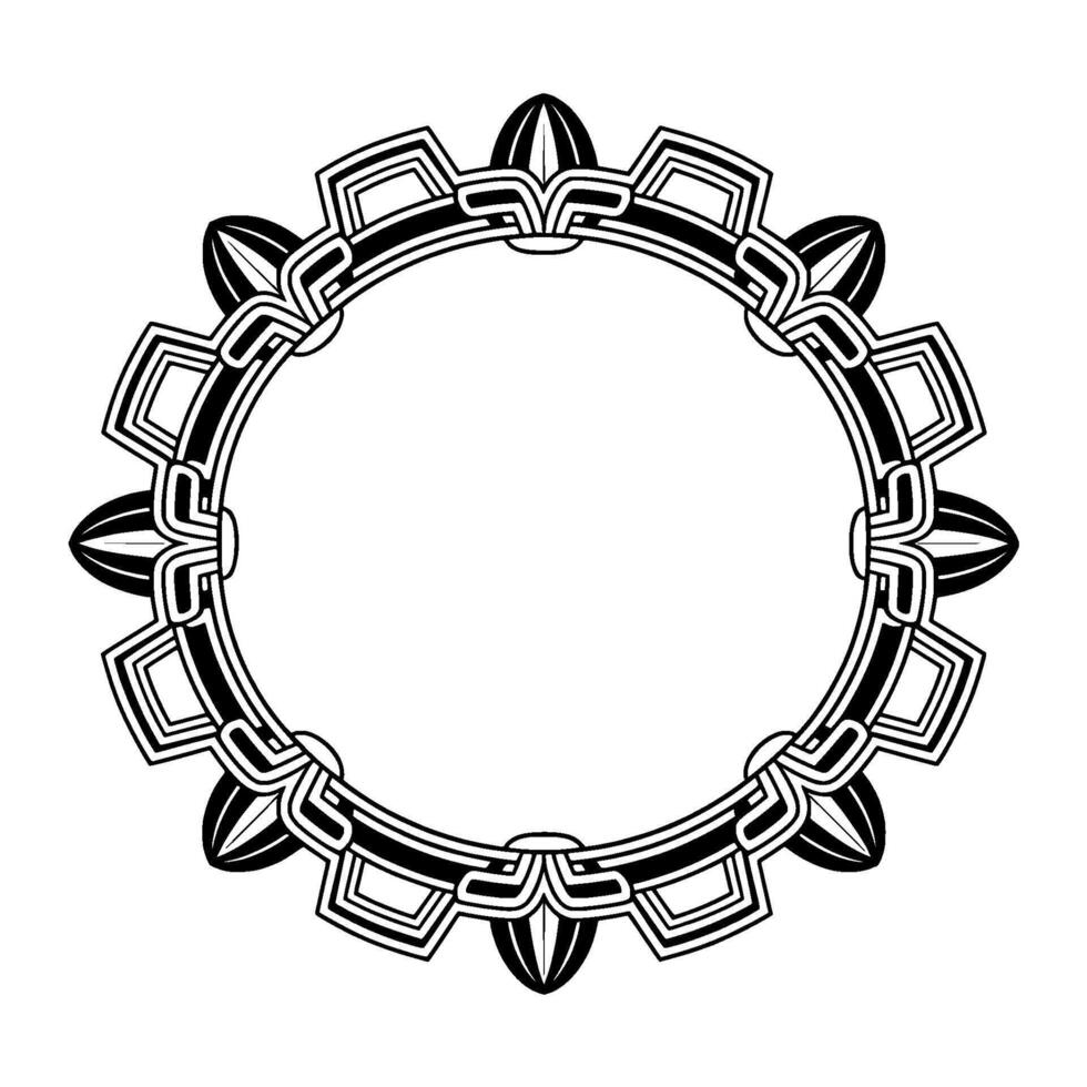 Geometric Art Deco Circular Frame On Light Grey Background vector