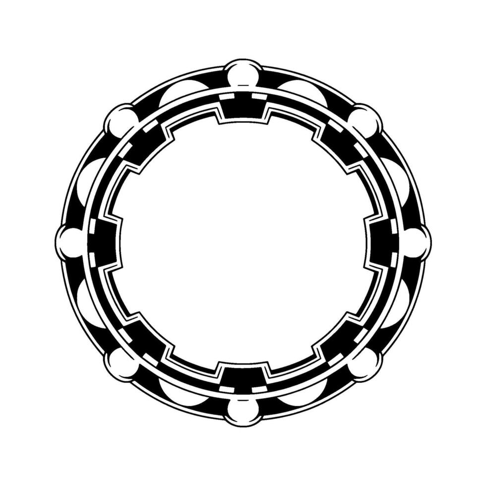 Geometric Circular Border Decorative Black And White Element vector