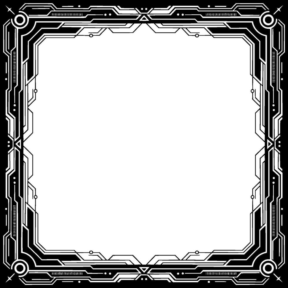 Futuristic Tech Frame Black White Geometric Border With Space For Text vector