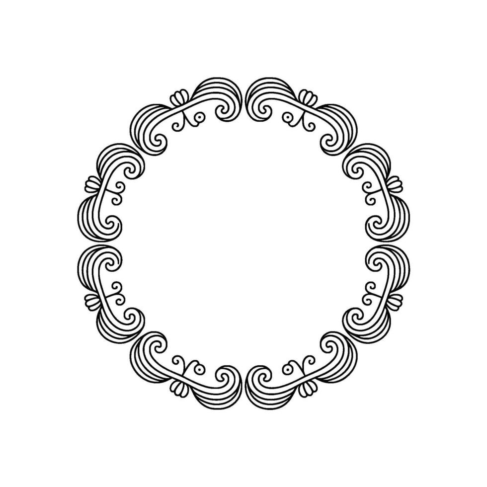 Decorative Circular Ornament, Black And White Swirl Frame, Elegant Element vector