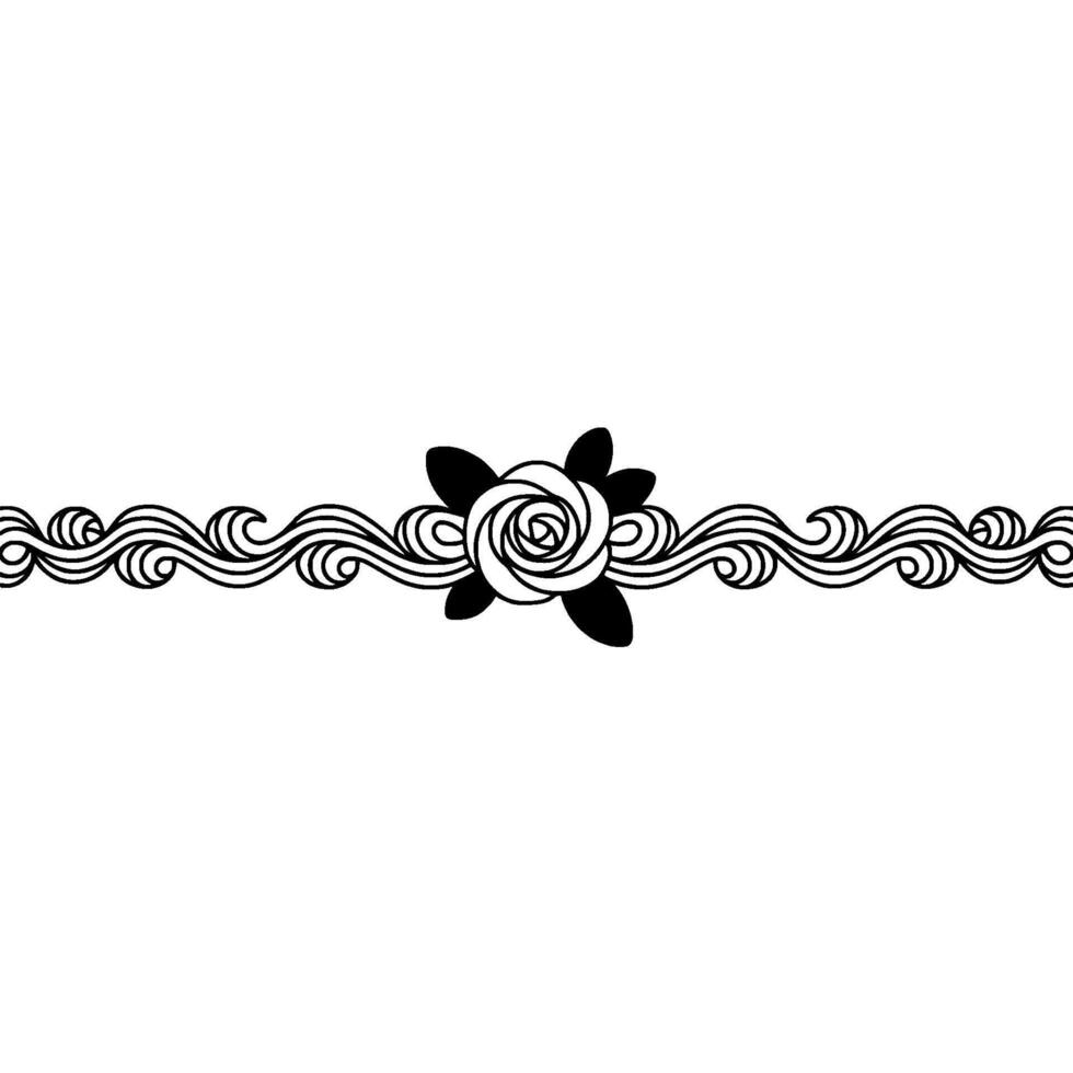 Floral Ornament Black And White Rose Border Element vector