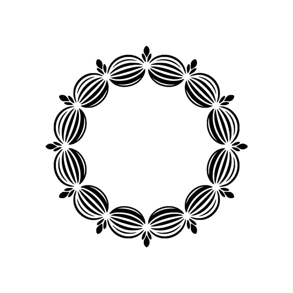Elegant Black White Circle Frame Ornament, Decorative vector