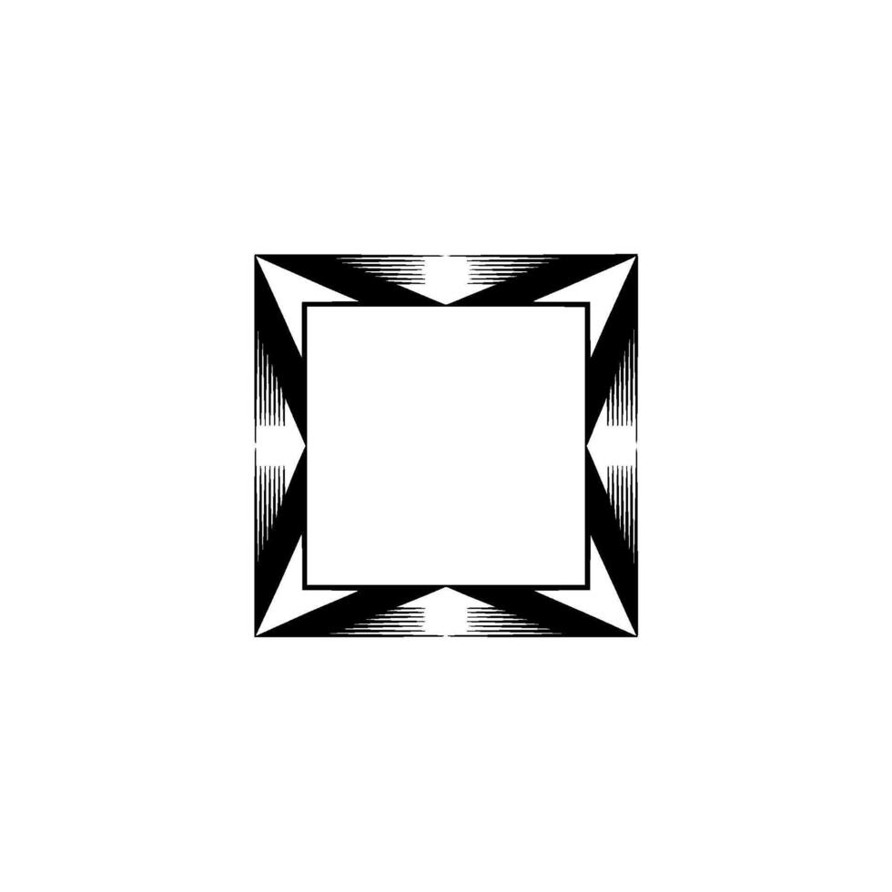 Geometric Square Frame Modern Black White On White Background vector