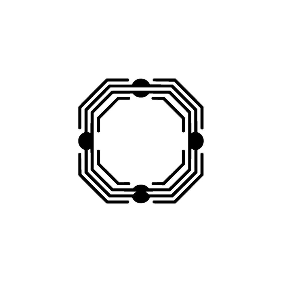 Geometric Circuit Board On White, Minimalist vector