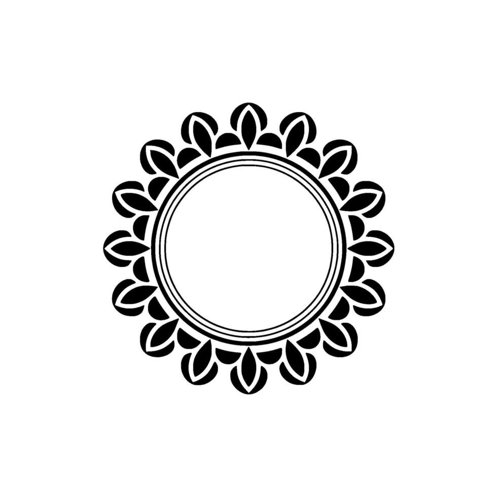 Elegant Black Floral Frame On White, Minimalist Circular For Invitations, Logos vector