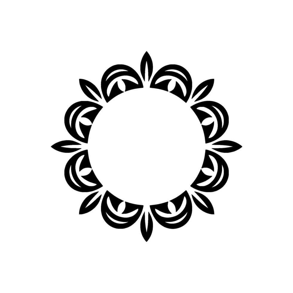 Elegant Black Floral Circular Frame On Gray Background vector
