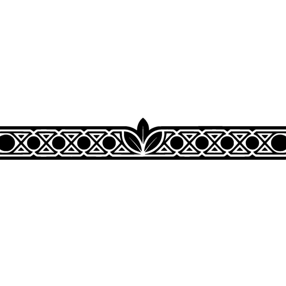Geometric Border In Black White With Foliage Element vector