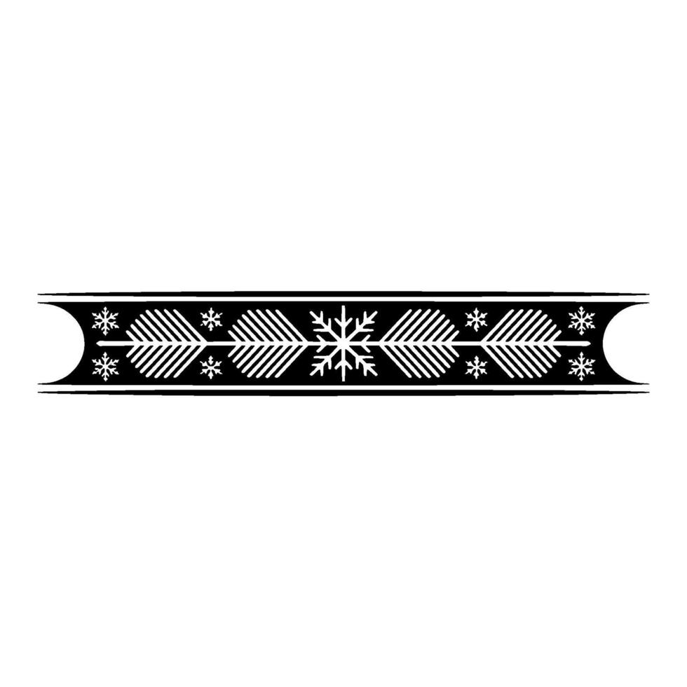 Minimalist Winter Snowflake Ornament Border In Black And Silver vector