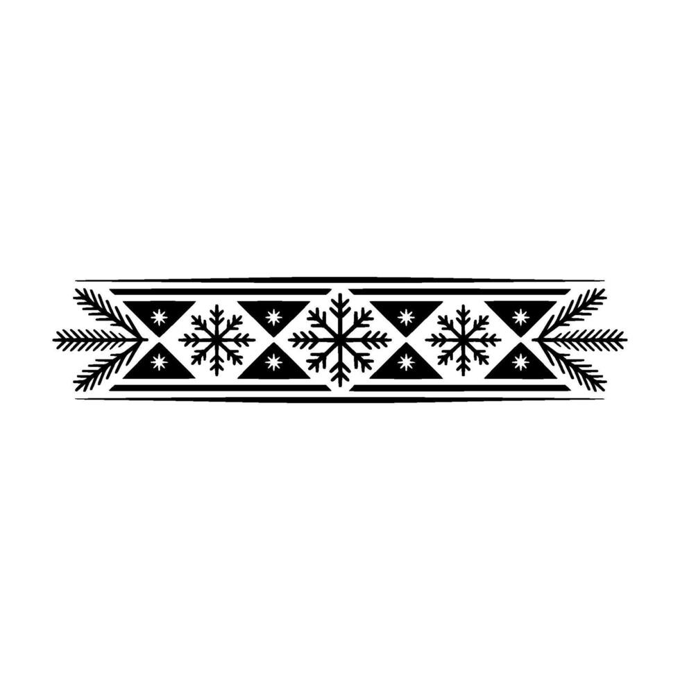 Geometric Christmas Border With Snowflakes And Evergreen Sprigs vector