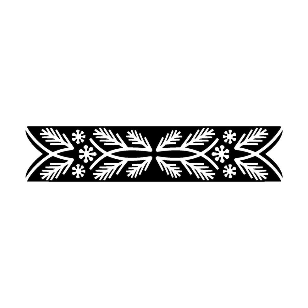 Elegant Minimalist Foliage Border Black White Ornament vector