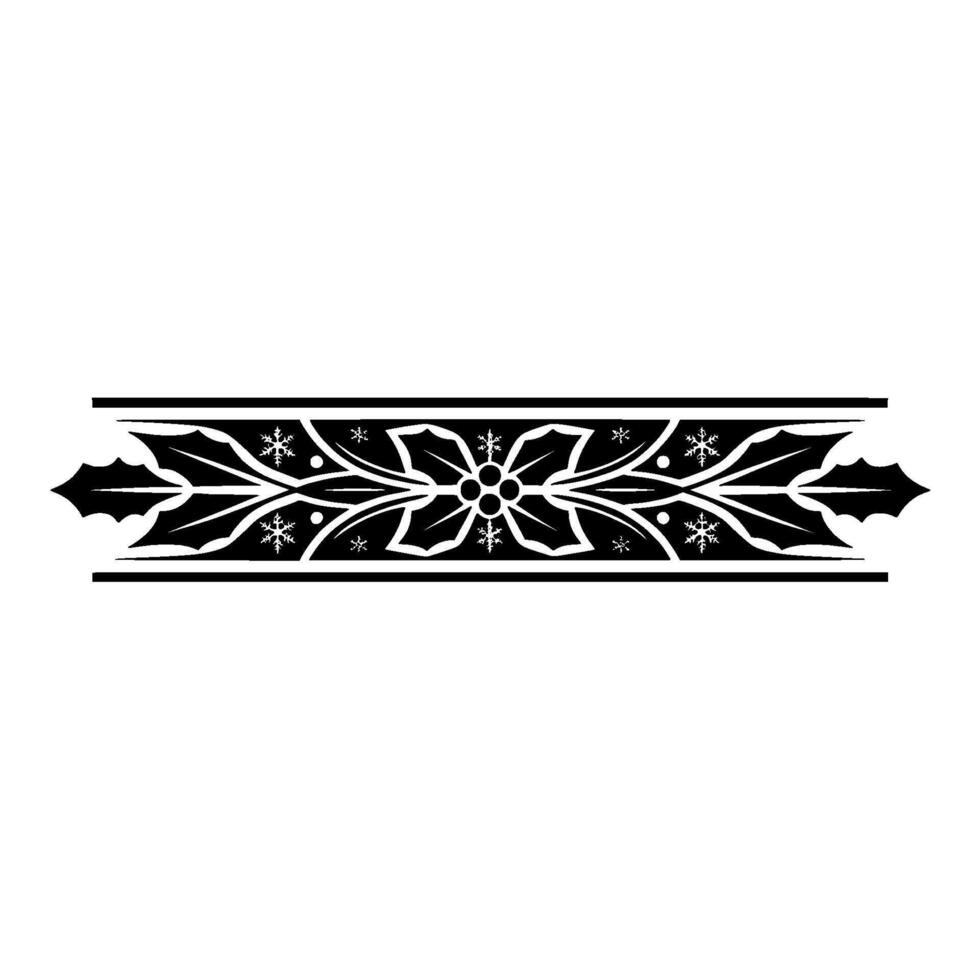 Black White Christmas Border With Holly Snowflakes vector
