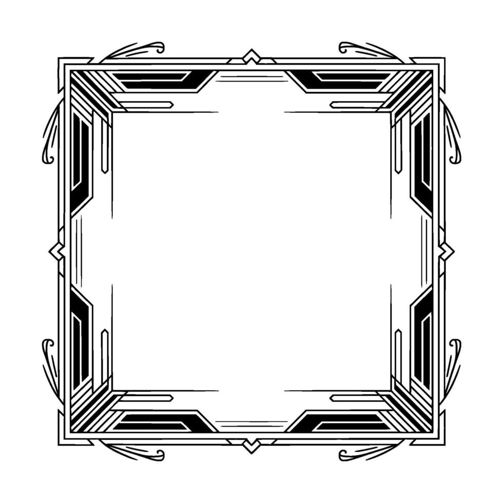 Art Deco Frame, Geometric Black And White Border, Invitation Template vector
