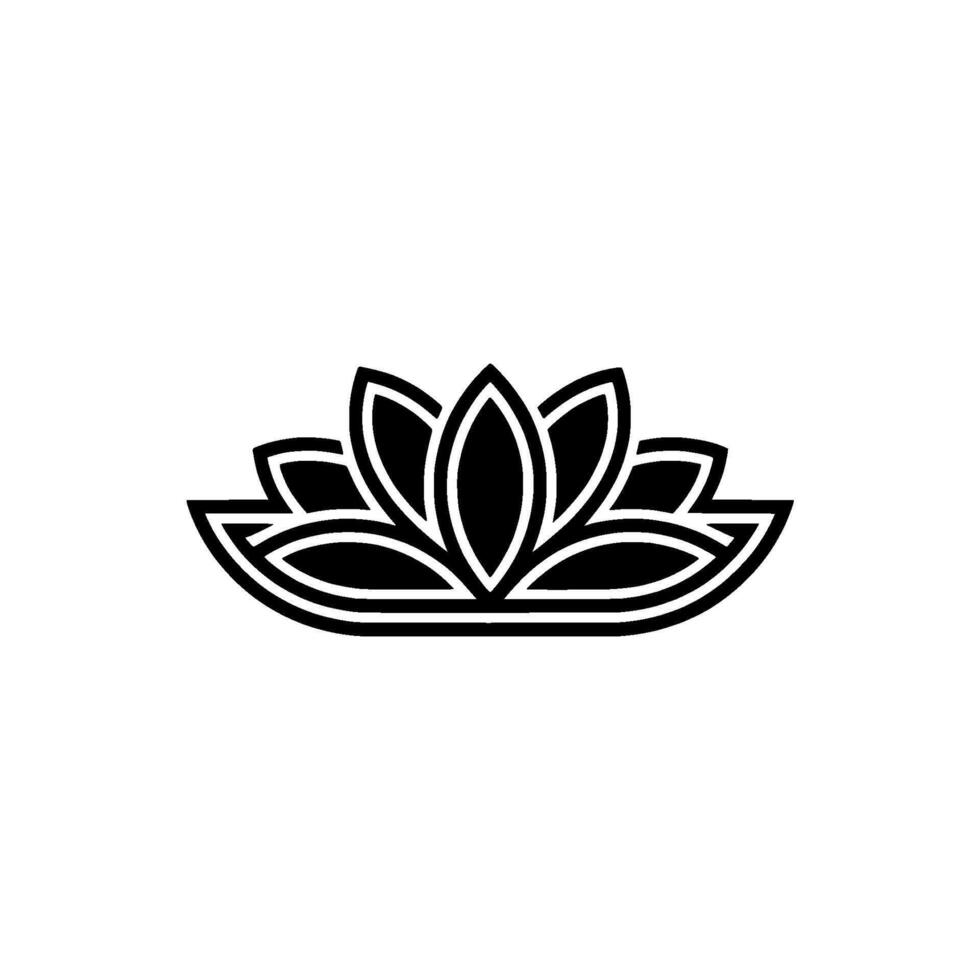 Minimalist Lotus Flower, Black And White Symbol, Element vector