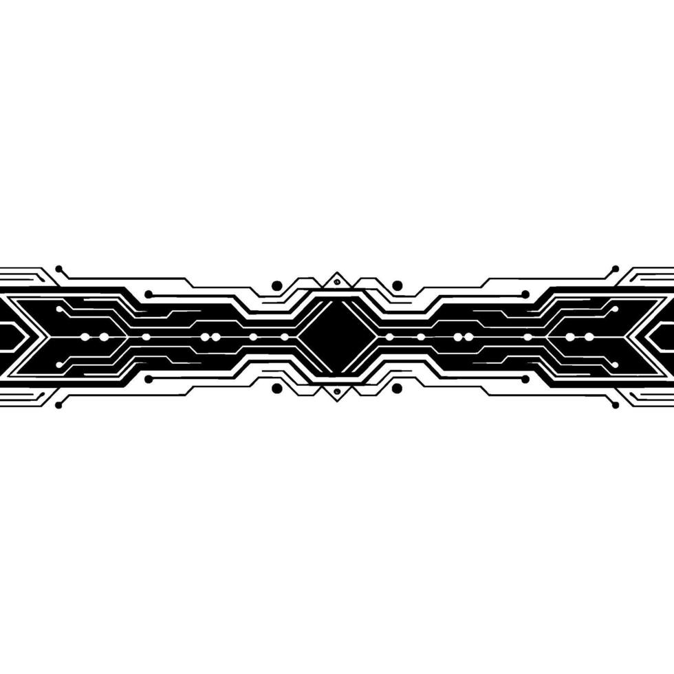 Futuristic Circuitry Minimalist Black White Technology Illustration vector