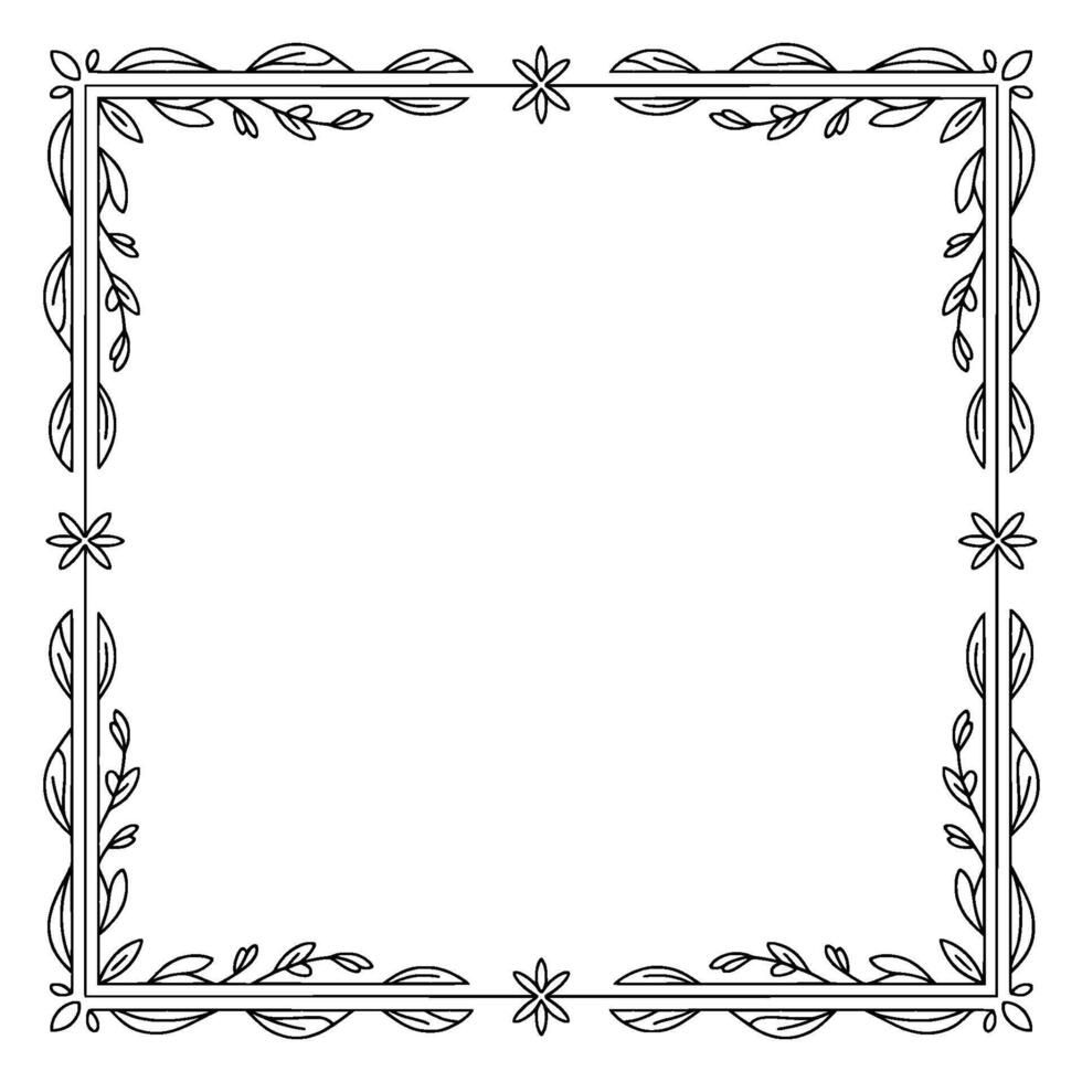 Elegant Botanical Frame, Black And White Line Art, Invitation Element vector