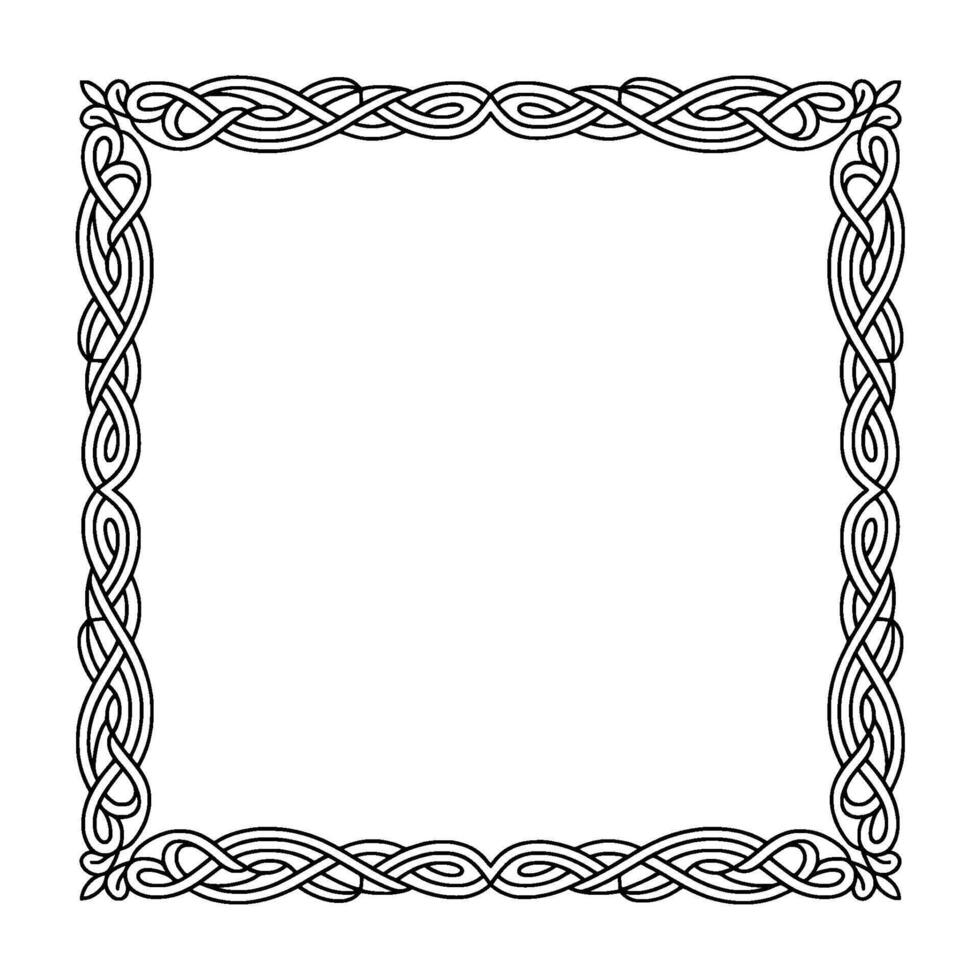 Celtic Knotwork Border Frame, Monochromatic, Decorative, Isolated vector