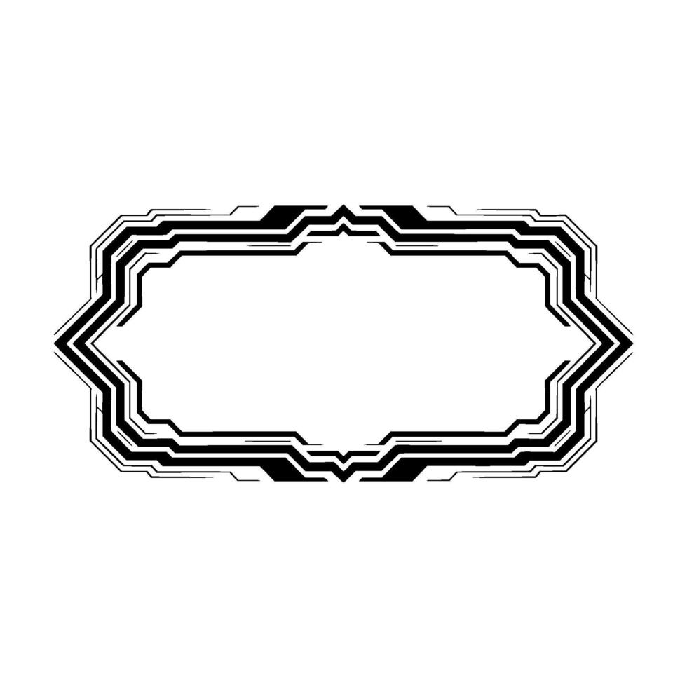 Futuristic Label Frame Geometric Border, Black And White, Isolated vector