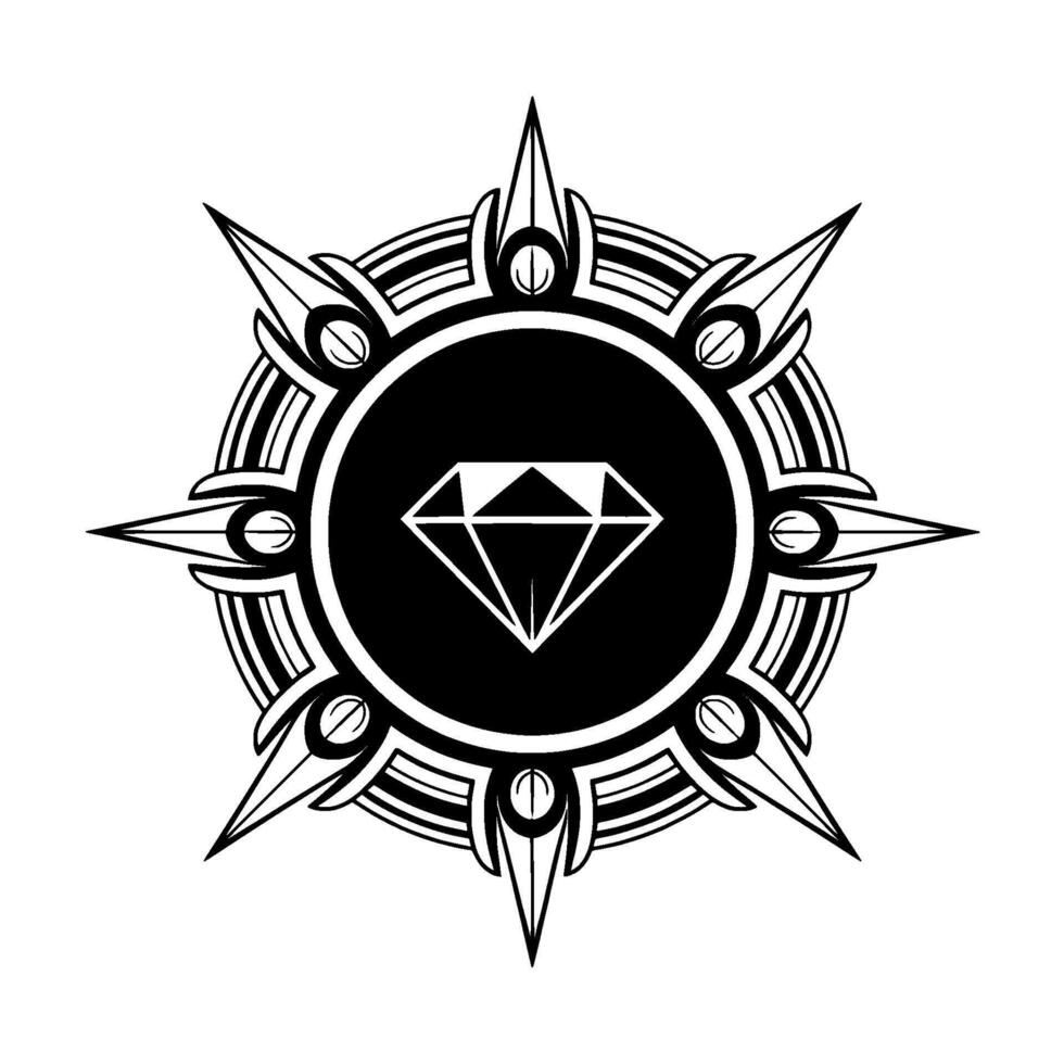 Art Deco Diamond Geometric, Monochromatic vector