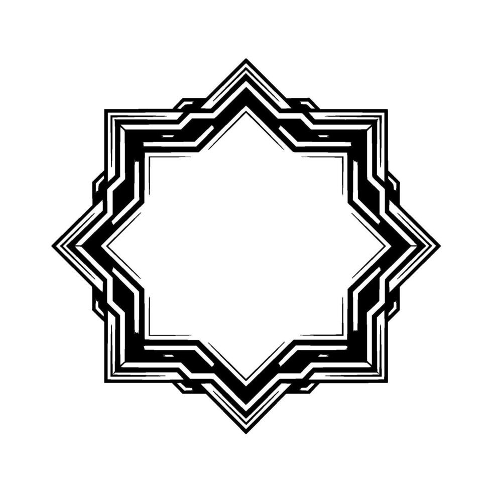 Geometric Art Deco Starburst Frame In Silver And Black On White vector
