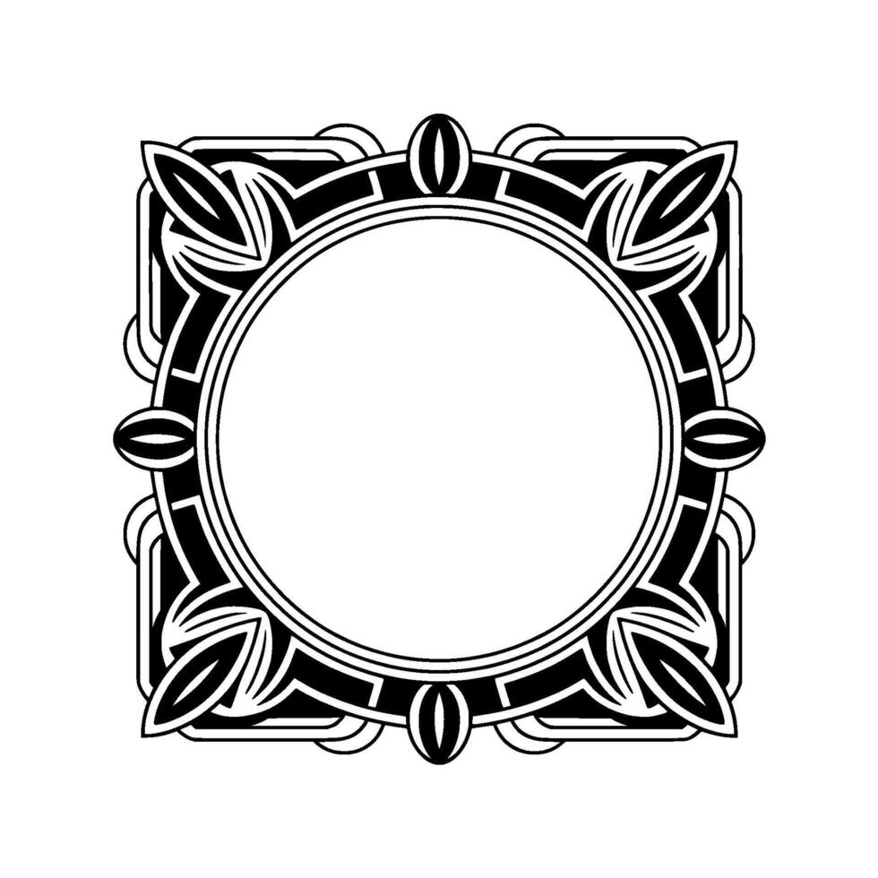 Elegant Art Deco Black And White Frame With Circle Center vector