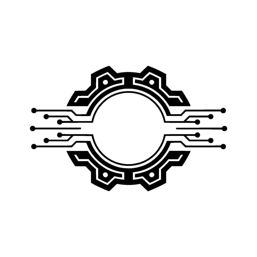 Tech Gear With Circuit Board Digital Innovation In Black And White vector