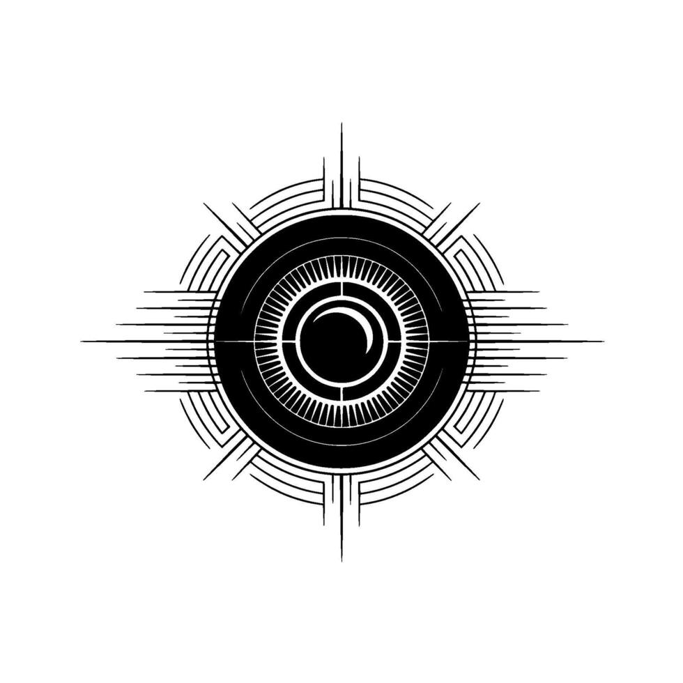 Art Deco Geometric Symbol, Black And White, Abstract, Minimalist vector