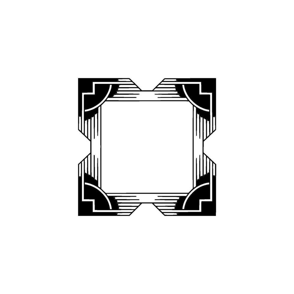 Art Deco Square Frame Minimalist Geometric On White Background vector