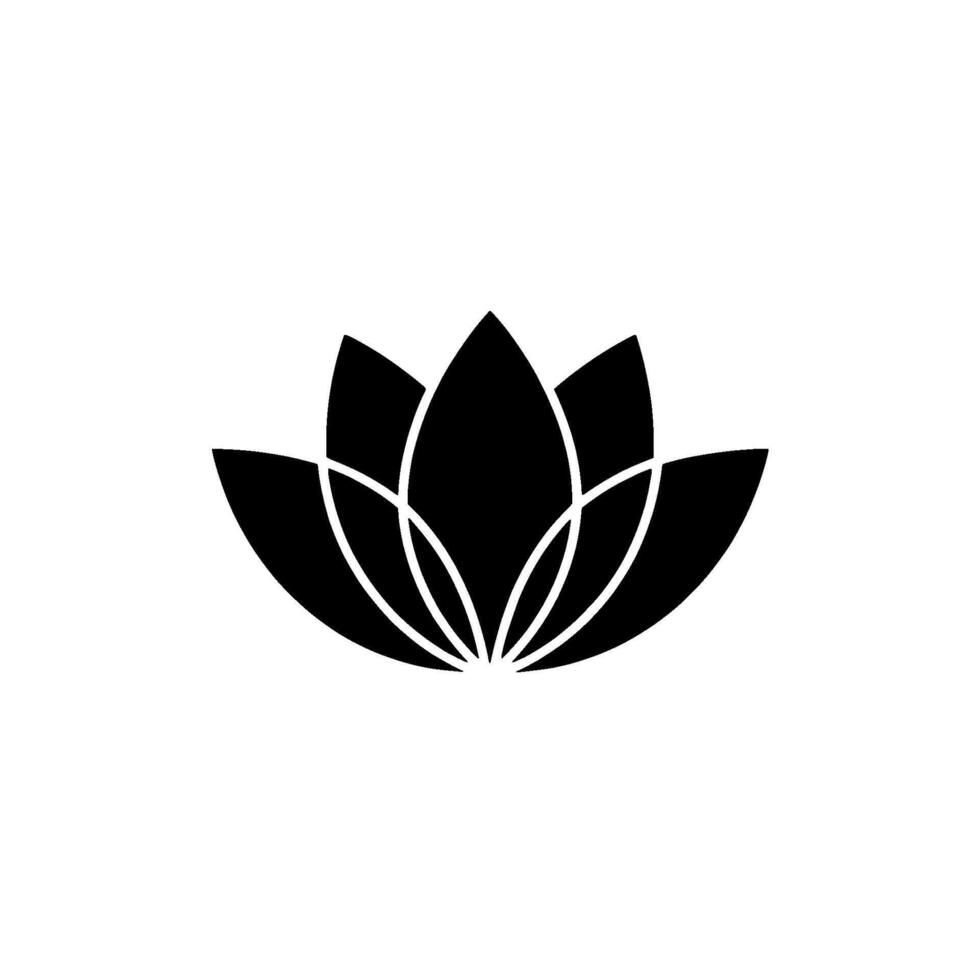 Black Lotus Flower Silhouette On White Background vector