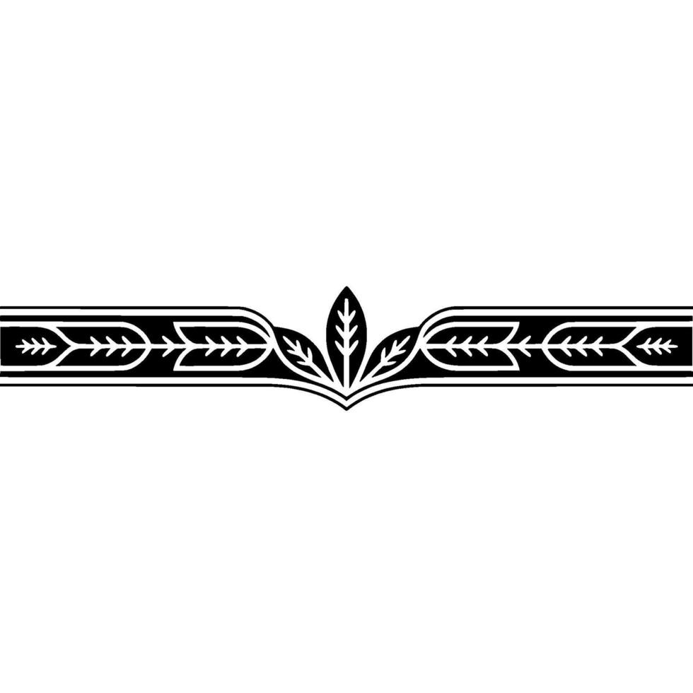 Elegant Black White Leaf Motif Border On White Background vector
