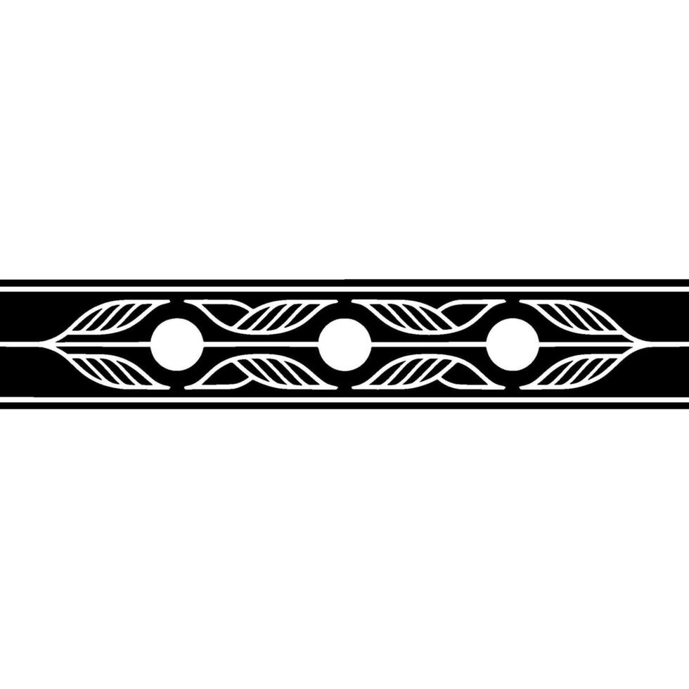 Elegant Black White Floral Border, Minimalist, Repeating Pattern vector