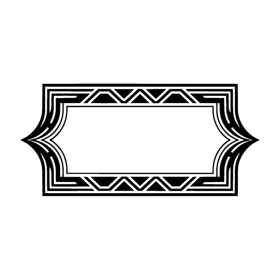 Art Deco Rectangular Label With Decorative Border On White Background vector