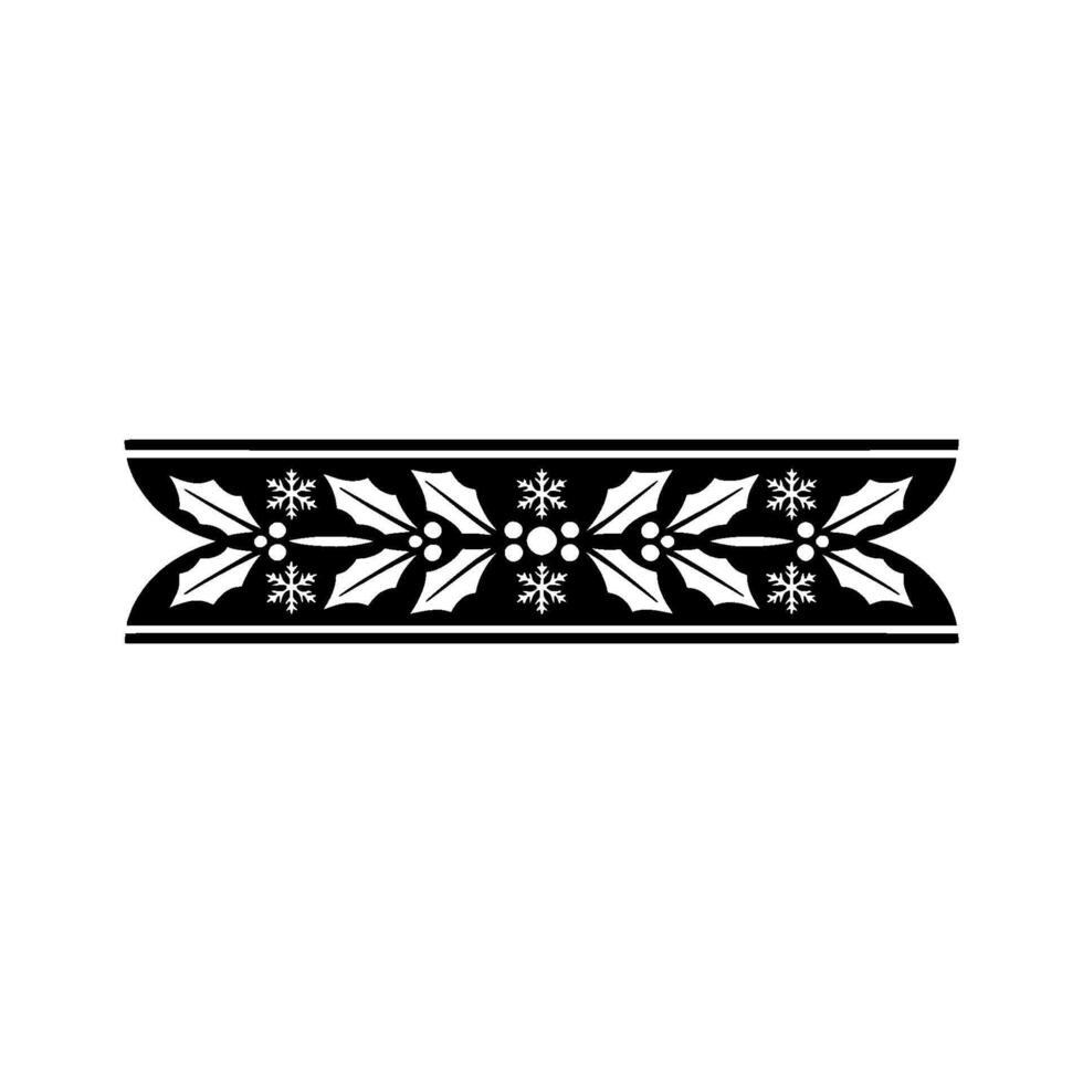 Christmas Border Ornament Black White Holly Snowflakes vector
