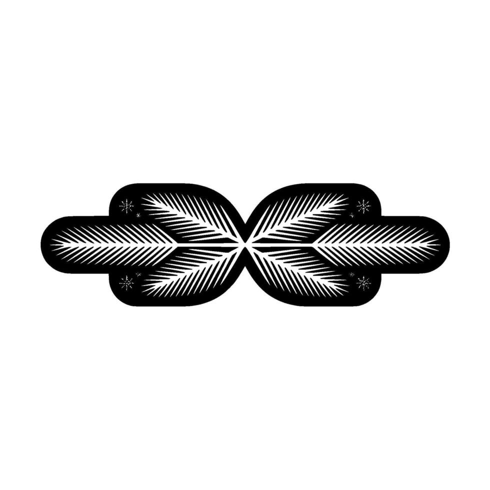 Black And White Floral Symmetry With Snowflakes Minimalist vector