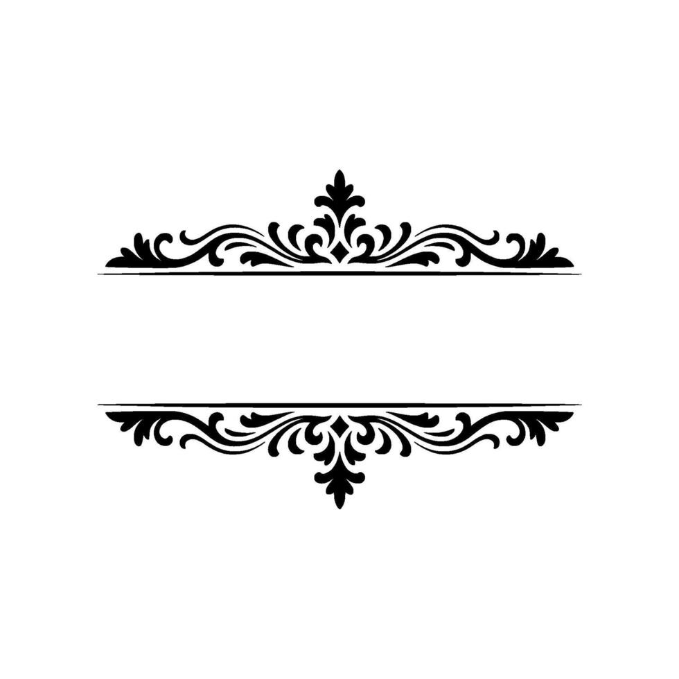 Elegant Black White Flourish Frame, Calligraphic vector
