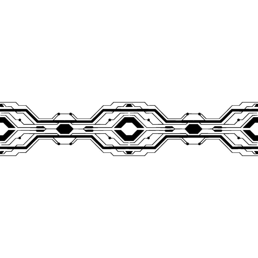 Futuristic Circuit Board Black And White Technology Border vector