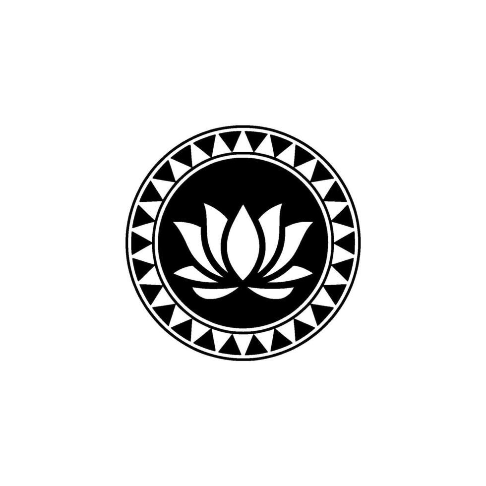 Minimalist Lotus Mandala In Black And White vector